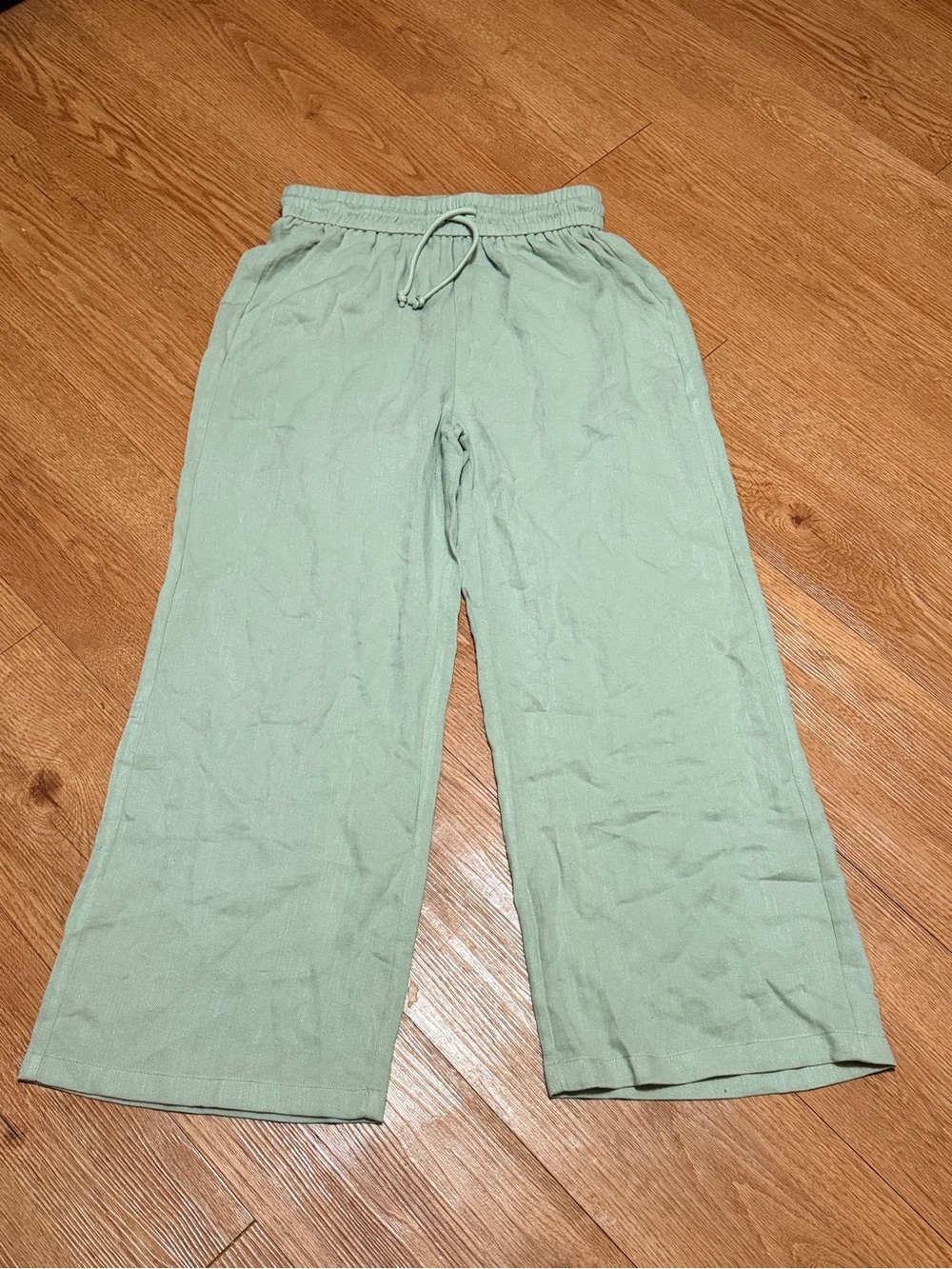 Halara Light Sage Wide Leg Drawstring Linen Like Pants Petite